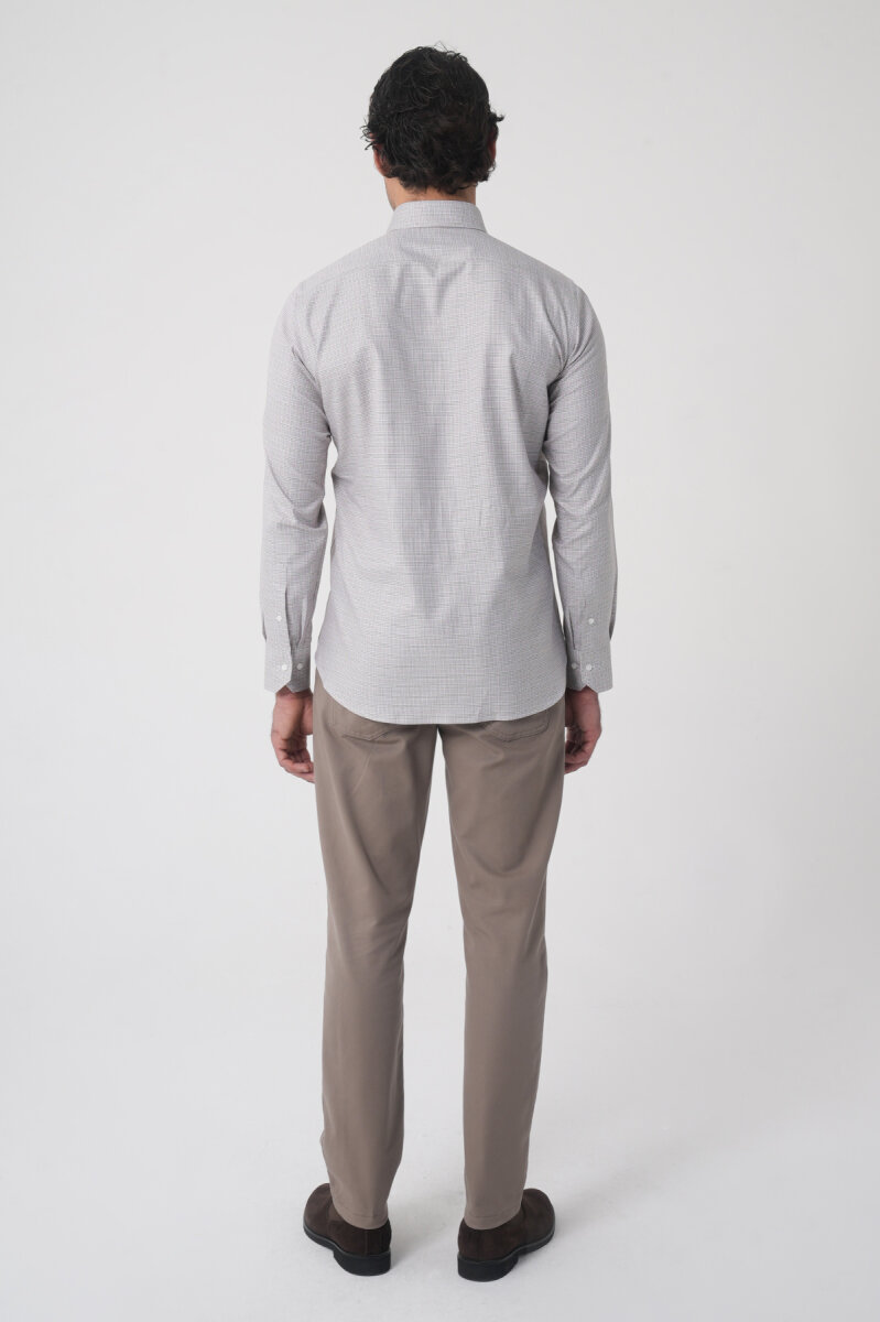 Regular Fit Paşa Yaka Pamuk Kahve Erkek Gömlek - 6