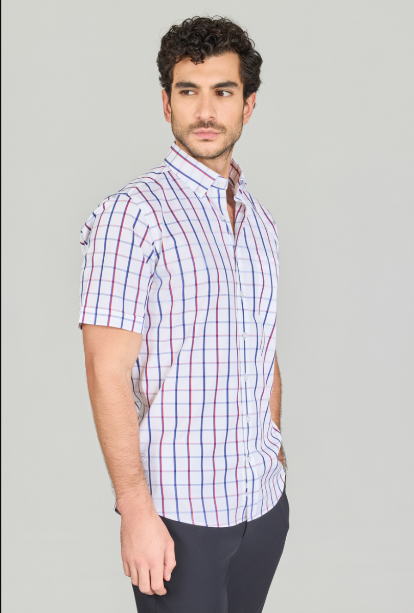 Regular Fit Paşa Yaka Kırmızı Erkek Gömlek - 2