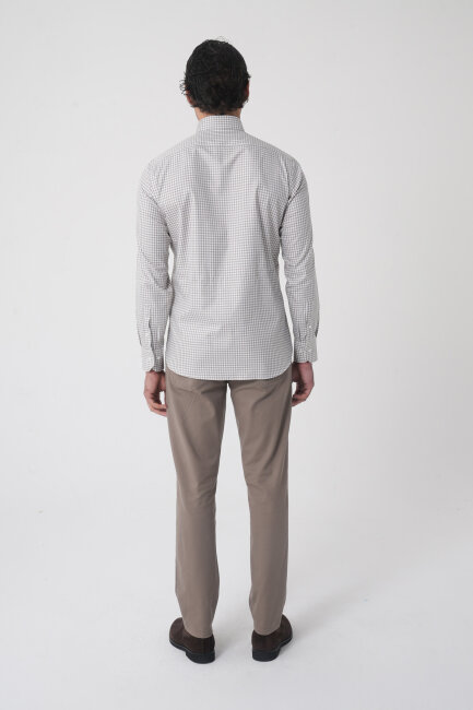 Regular Fit Paşa Yaka Pamuk Gri Erkek Gömlek - 4