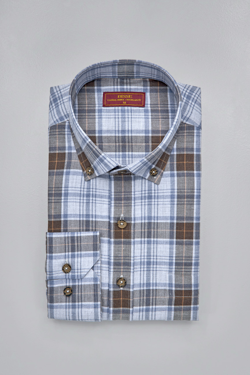 Regular Fit Paşa Yaka Desenli Erkek Gömlek - 3