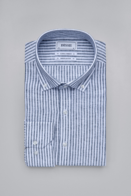 Regular Fit Paşa Yaka Siyah Erkek Gömlek - 3