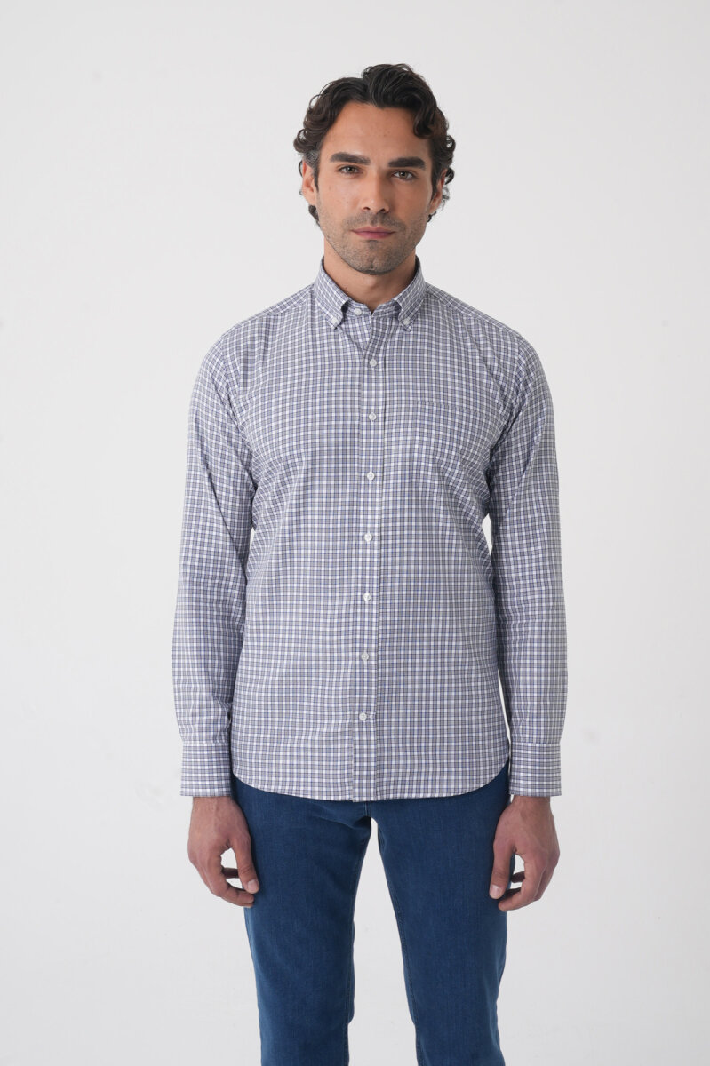 Regular Fit Paşa Yaka Pamuk Gri Erkek Gömlek