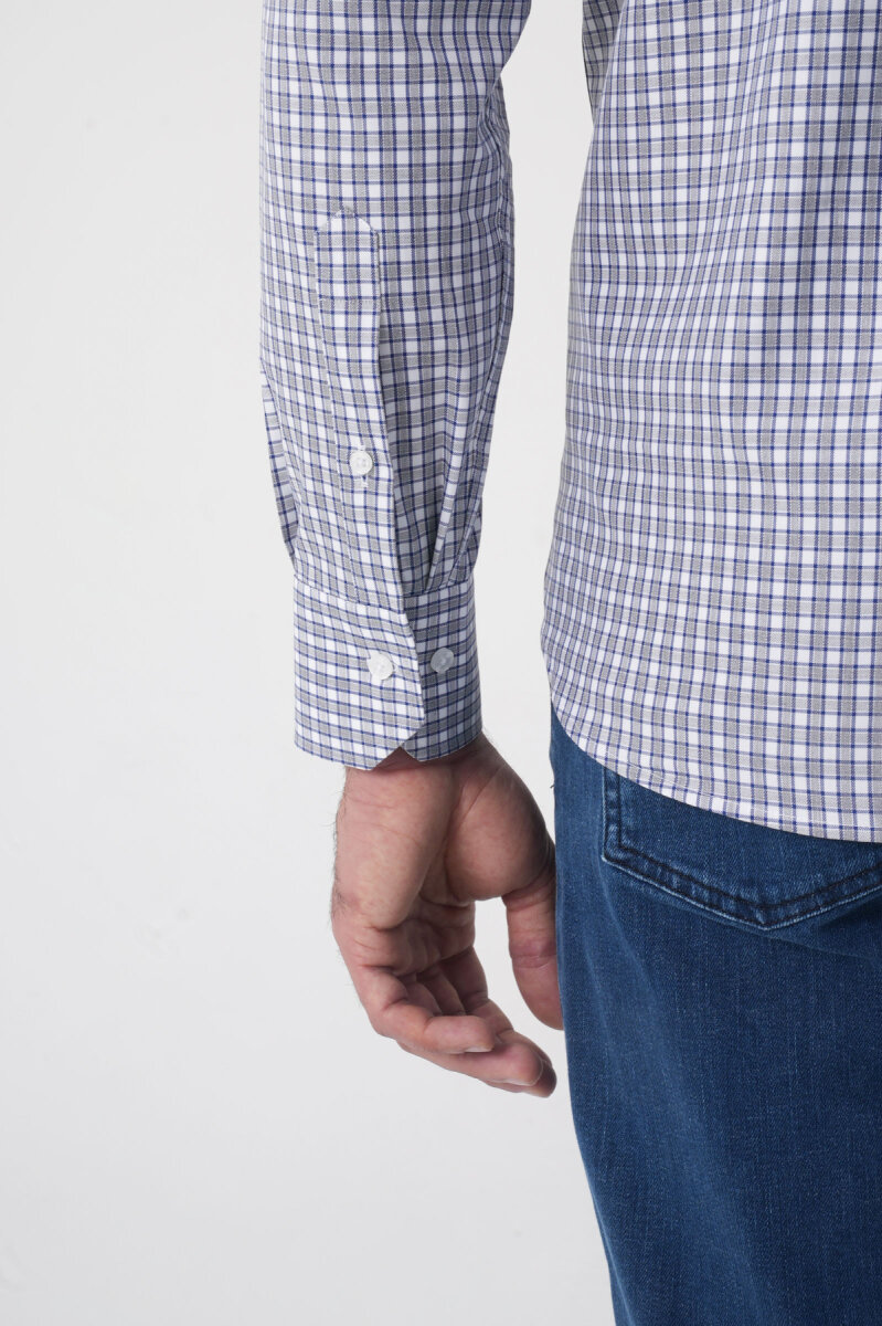 Regular Fit Paşa Yaka Pamuk Gri Erkek Gömlek - 7