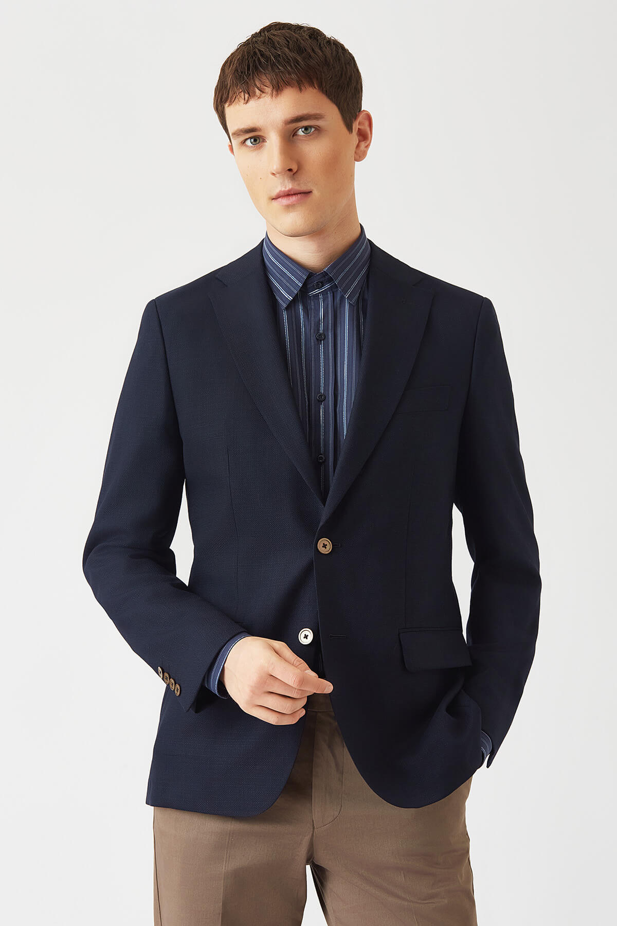 Slim Fit Mono Yaka 2 Düğmeli Siyah Erkek Ceket