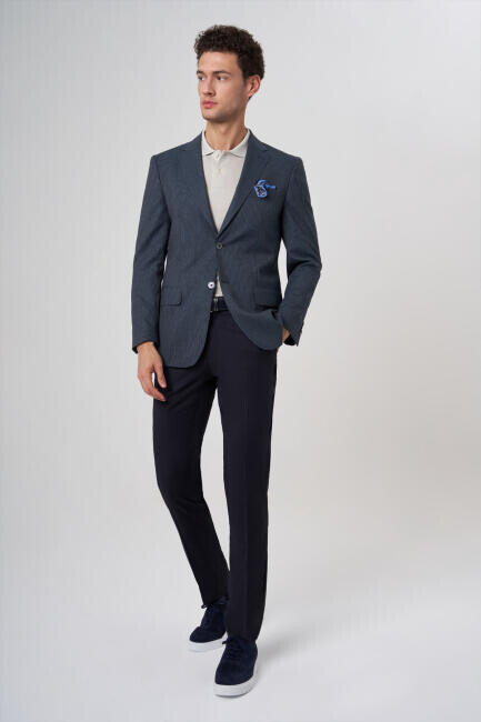 Bisse Erkek Modern Fit Mono Yaka 2 Düğmeli Çift Yırtmaçlı Ceket GRİ. 4 Bisse Erkek Modern Fit Mono Yaka 2 Düğmeli Çift Yırtmaçlı Ceket GRİ. 4
