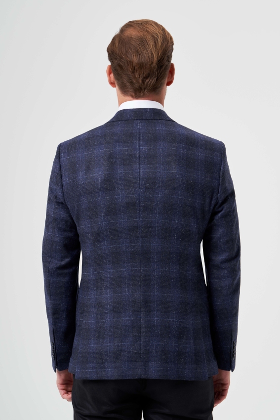 Regular Fit Mono Yaka Lacivert Erkek Ceket - 2