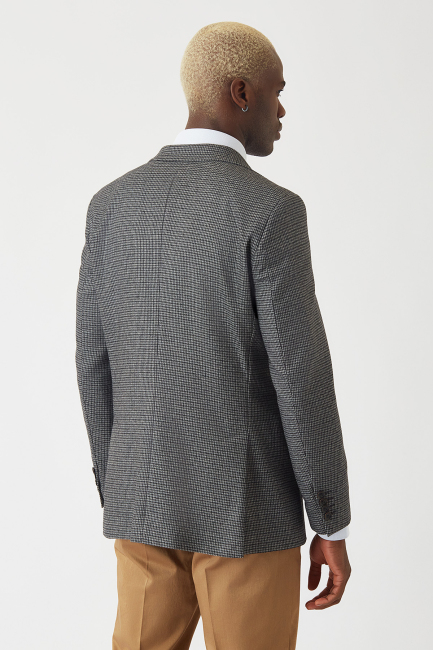 Erkek Modern Fit Mono Yaka 2 Düğmel Çift Yırtmaçlı Ceket Sıyah - 2