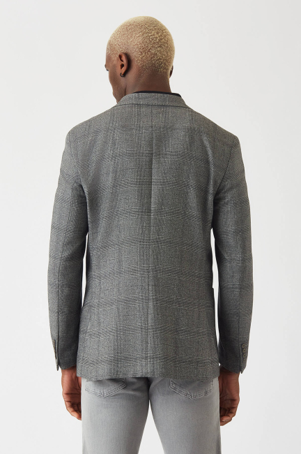 Erkek Modern Fit Mono Yaka 2 Düğme Çift Yırtmaçlı Ceket Antrasıt - 2