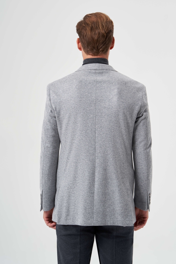 Comfort Fit Mono Yaka 6 Drop Gri Erkek Ceket - 2