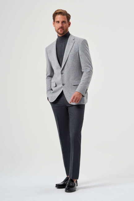 Comfort Fit Mono Yaka 6 Drop Gri Erkek Ceket - 5