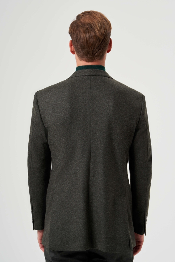 Comfort Fit Mono Yaka 6 Drop Haki Erkek Ceket - 2