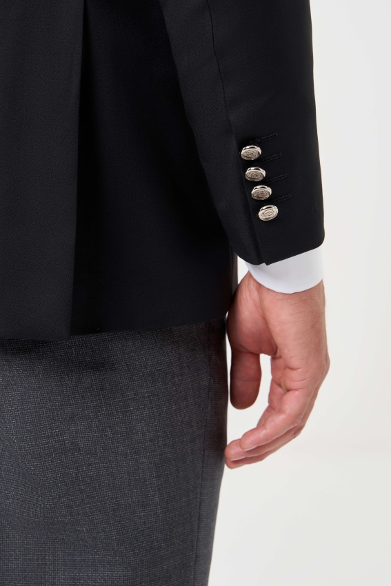 Mono Yaka Siyah Blazer Erkek Ceket - 4