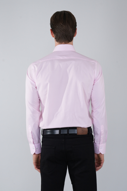Pembe Uzun Kol Basic Cepsiz Erkek Gömlek   - 2