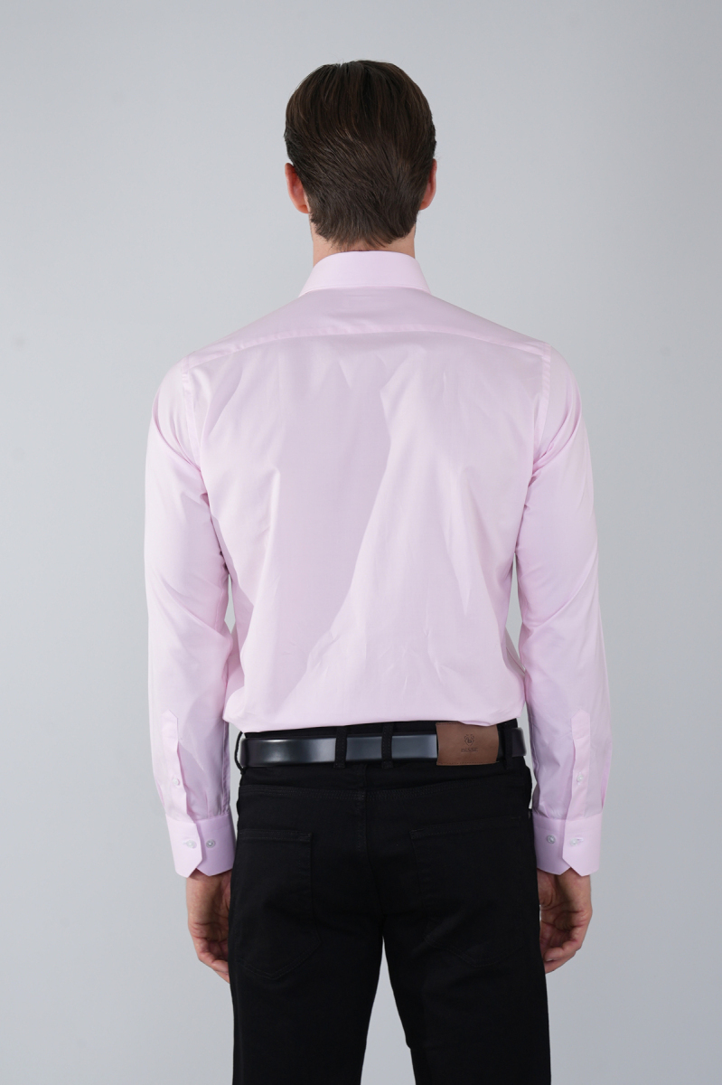 Pembe Uzun Kol Basic Cepsiz Erkek Gömlek   (1)