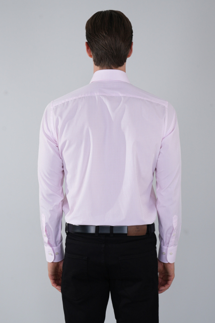 Pembe Uzun Kol İtalyan Yaka Cepsiz Erkek Gömlek   - 2