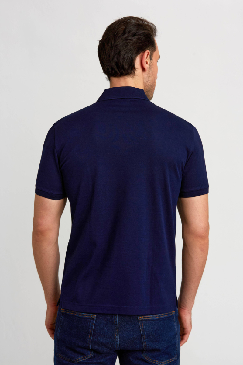 Pike Düğmeli Polo Yaka Lacivert Pamuk Erkek T-Shirt - 3