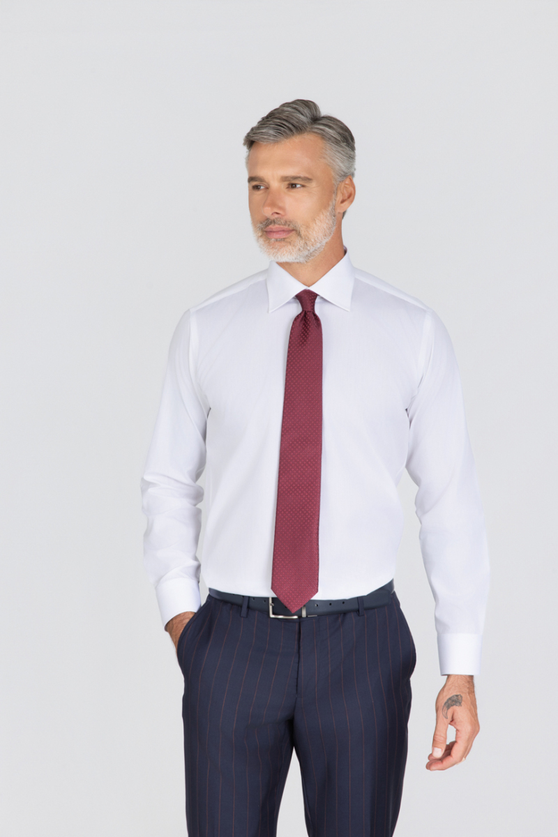 Platinium İtalyan Kumaş Regular Fit Beyaz Erkek Gömlek (1)