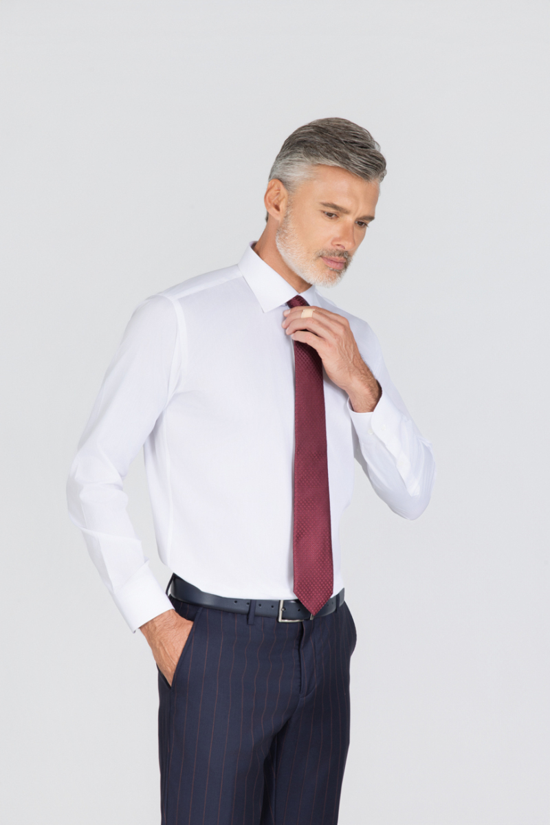 Platinium İtalyan Kumaş Regular Fit Beyaz Erkek Gömlek - 3