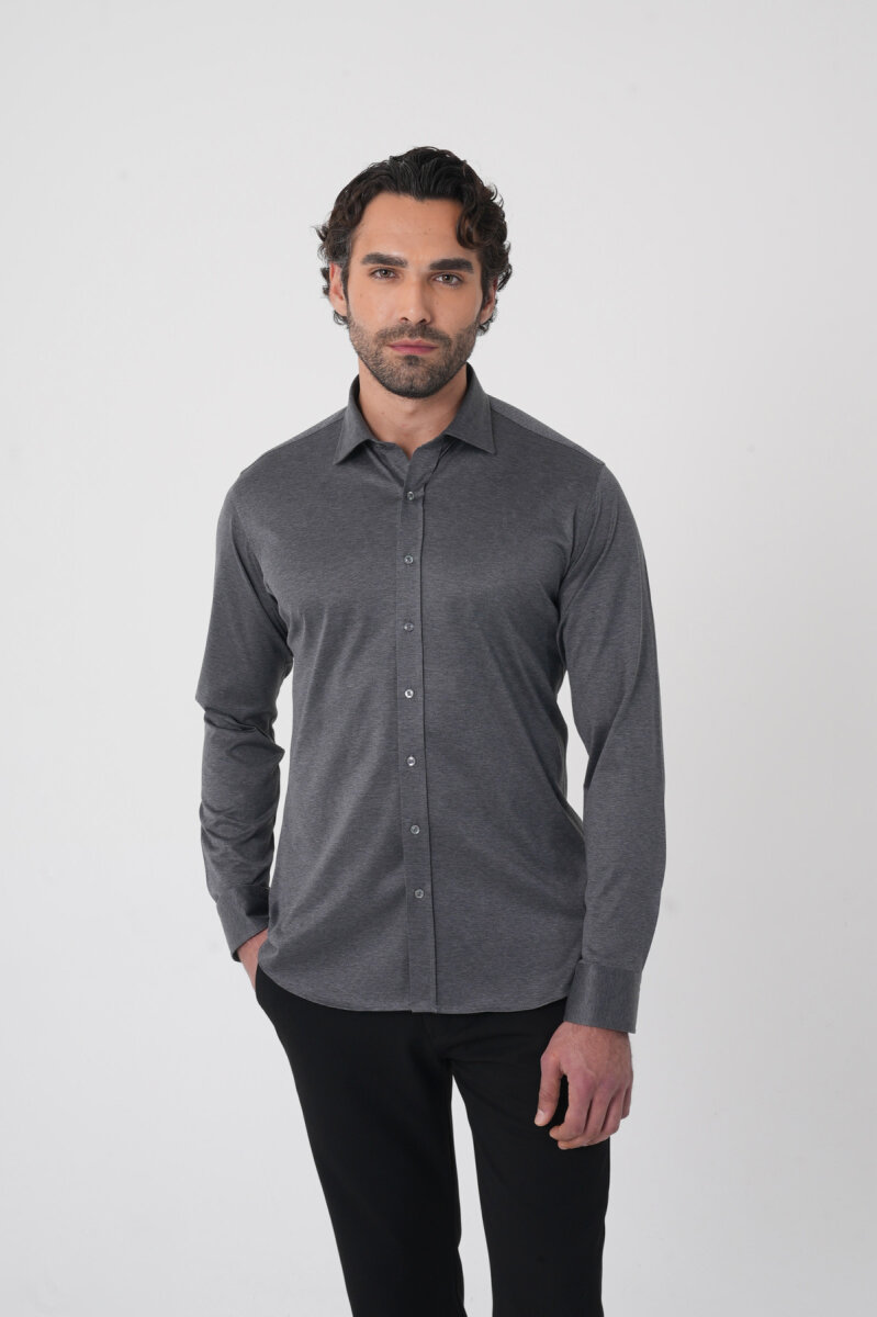 Platinium Regular Fit Antrasit Pamuk Erkek Gömlek (1)