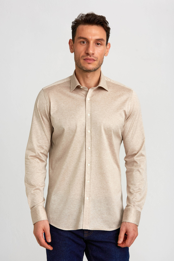 Platinium Regular Fit Bej Erkek Gömlek - 1