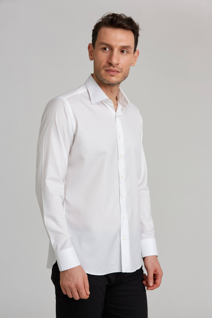 Platinium Regular Fit Beyaz Erkek Gömlek - Bisse