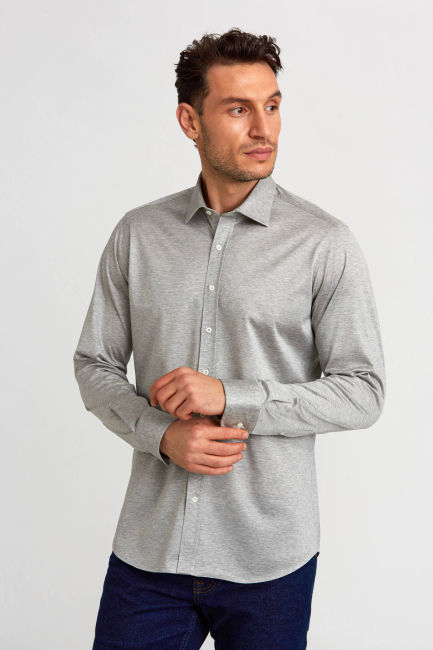Platinium Regular Fit Lacivert Gri Gömlek - 5