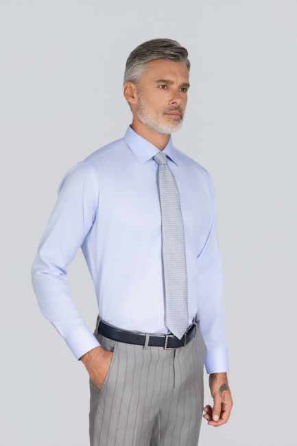 Platinium İtalyan Kumaş Regular Fit Mavi Erkek Gömlek - 2