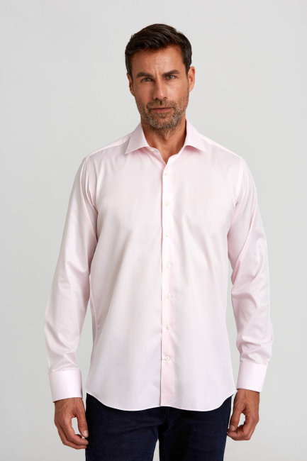 Regular Fit İtalyan Kumaş Platinium Pembe Erkek Gömlek - Bisse