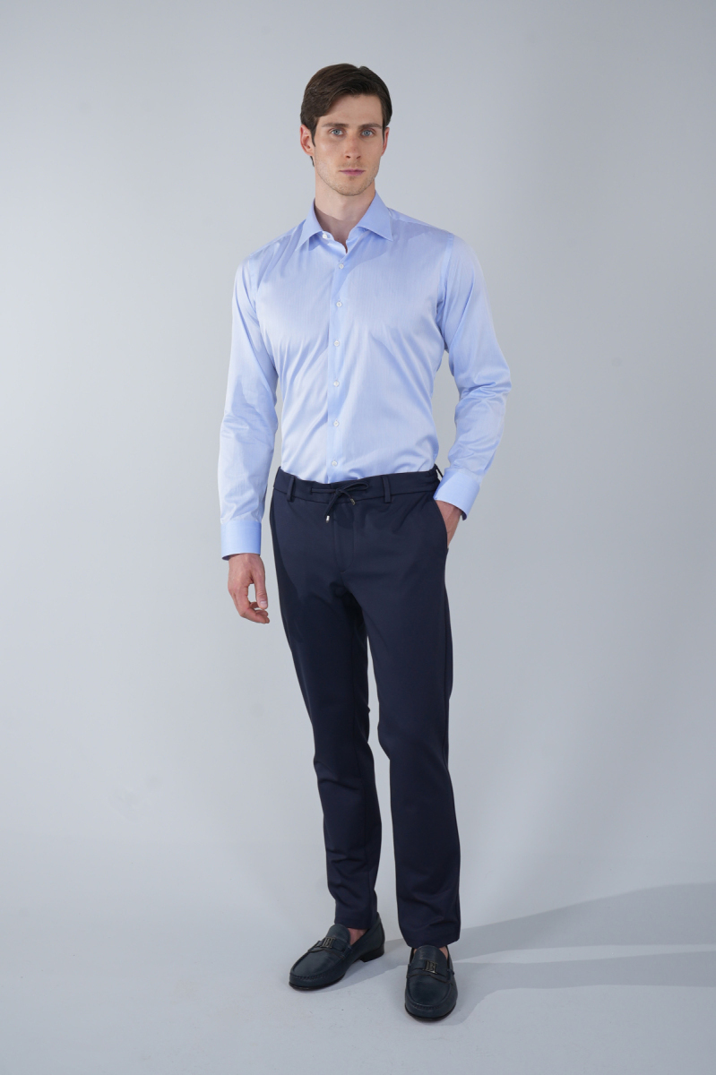 Platinium Regular Fit İtalyan Kumaş Mavi Erkek Gömlek - 5