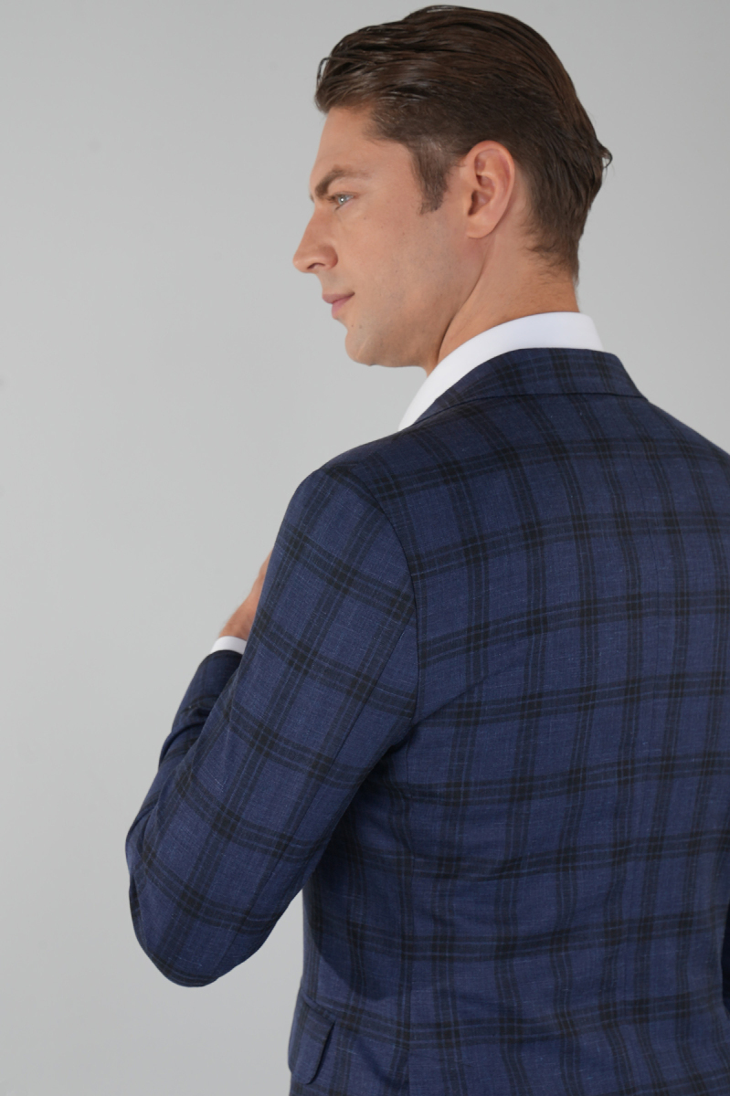 Platinum Comfort Fit Mono Yaka 6 Drop Çift Yırtmaçlı Lacivert Erkek Ceket (1)