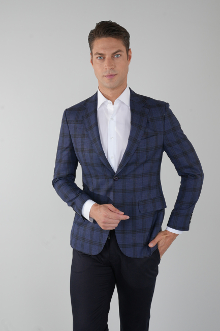 Platinum Comfort Fit Mono Yaka 6 Drop Çift Yırtmaçlı Lacivert Erkek Ceket - 1
