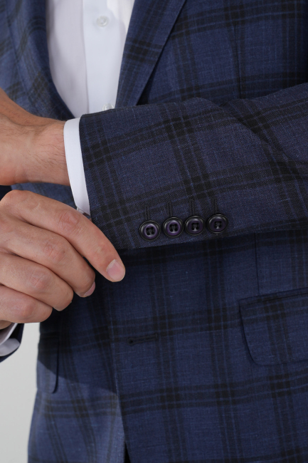 Platinum Comfort Fit Mono Yaka 6 Drop Çift Yırtmaçlı Lacivert Erkek Ceket - 3