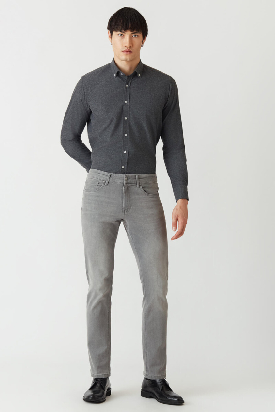 5 Cepli Gri Denim Erkek Pantolon - 1