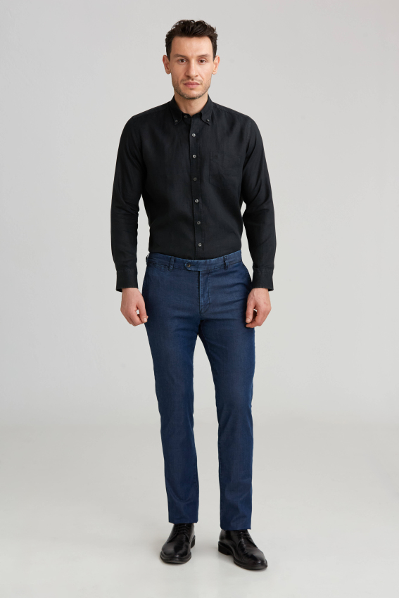 4 Cepli İndigo Denim Erkek Pantolon - 1