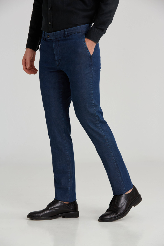 4 Cepli İndigo Denim Erkek Pantolon - 5