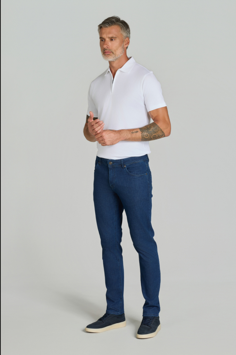 5 Cep Lacivert Denim Erkek Pantolon - 2