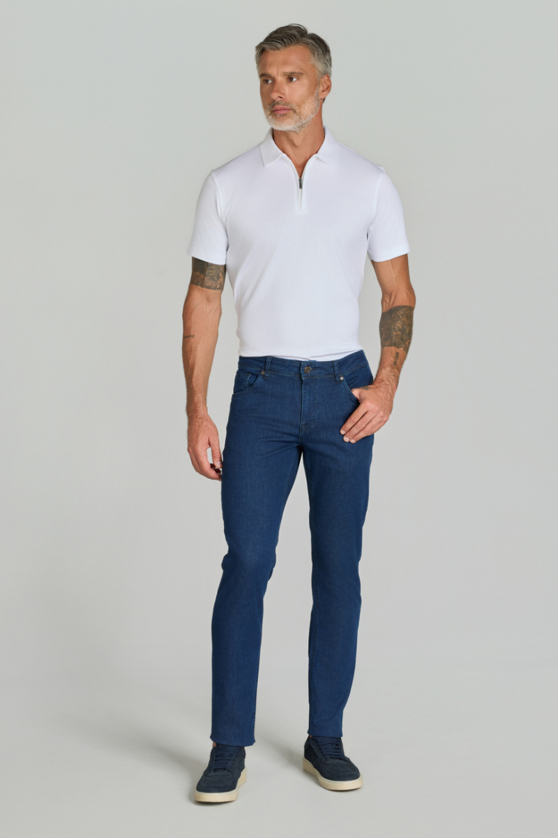 5 Cep Lacivert Denim Erkek Pantolon - 3