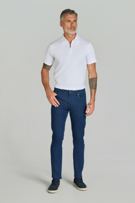 5 Cep Lacivert Denim Erkek Pantolon - 1