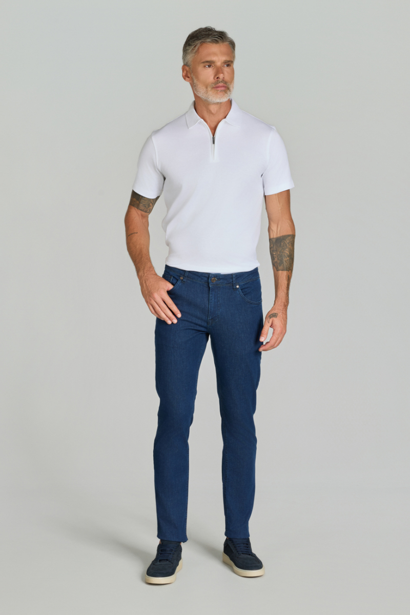 5 Cep Lacivert Denim Erkek Pantolon - 1