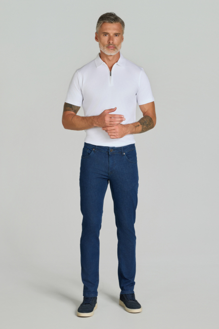 5 Cep Lacivert Denim Erkek Pantolon - 4