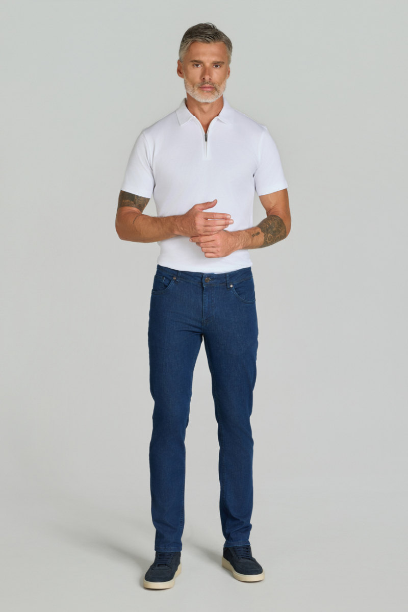 5 Cep Lacivert Denim Erkek Pantolon - 4