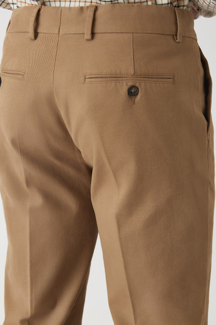 Çift Pileli Spor 4 Cepli Bej Erkek Pantolon - 4