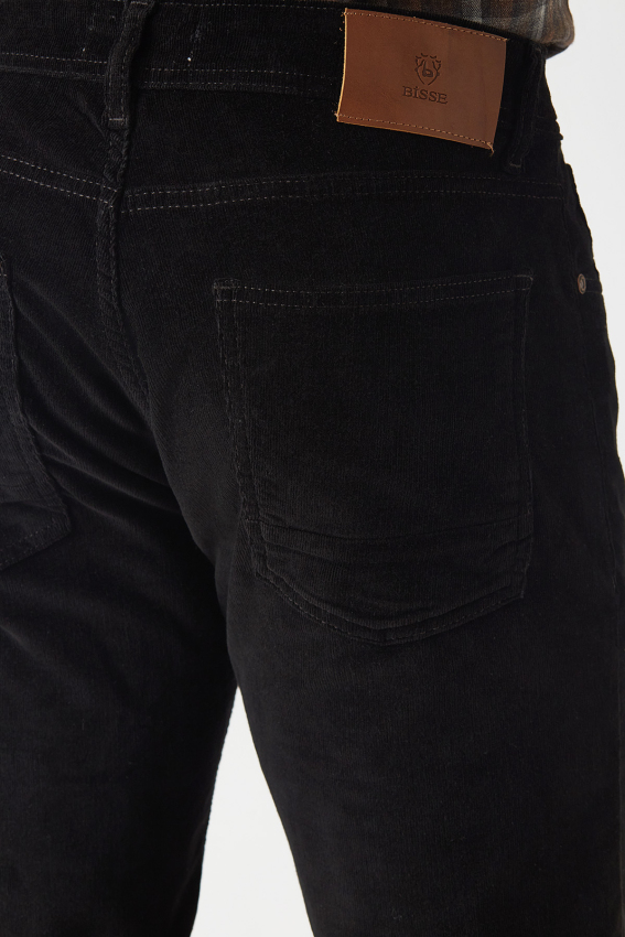 5 Cepli Kadife Siyah Spor Erkek Pantolon - 4