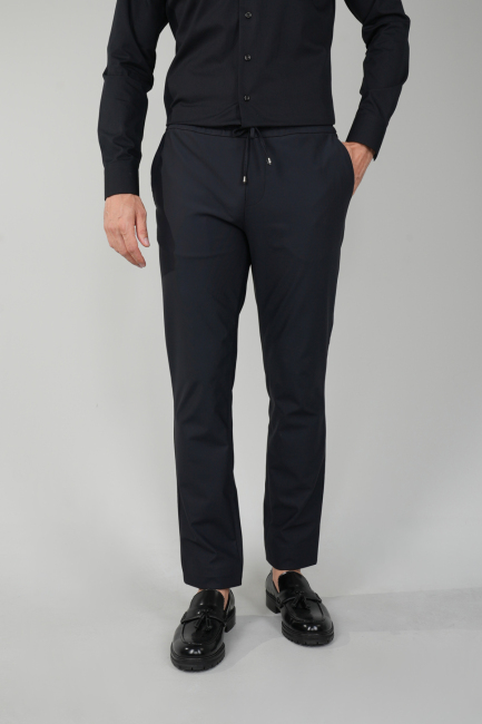 PNS 24101 - 4 Pocket Plain Satin Sports Trousers BLACK