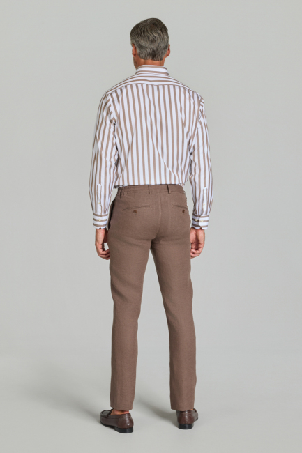 Lastikli Taba Keten Erkek Pantolon - 6