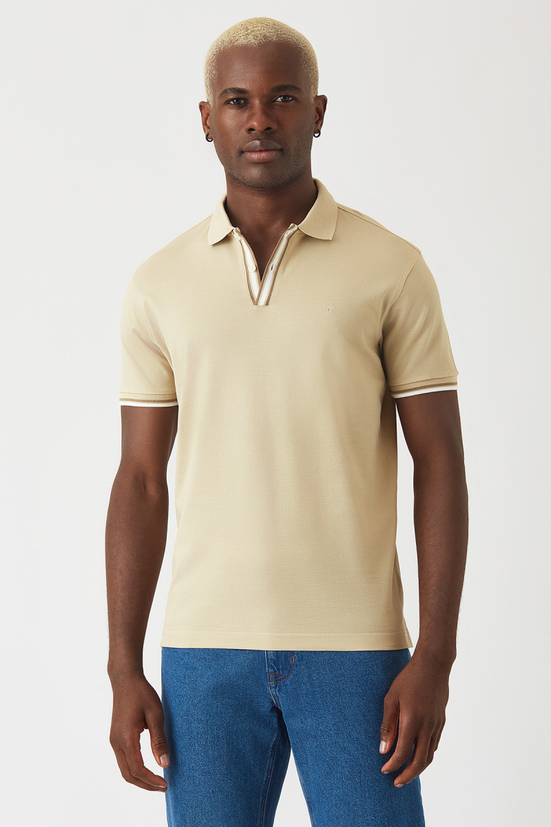 Polo Yaka Bej Erkek T-Shirt
