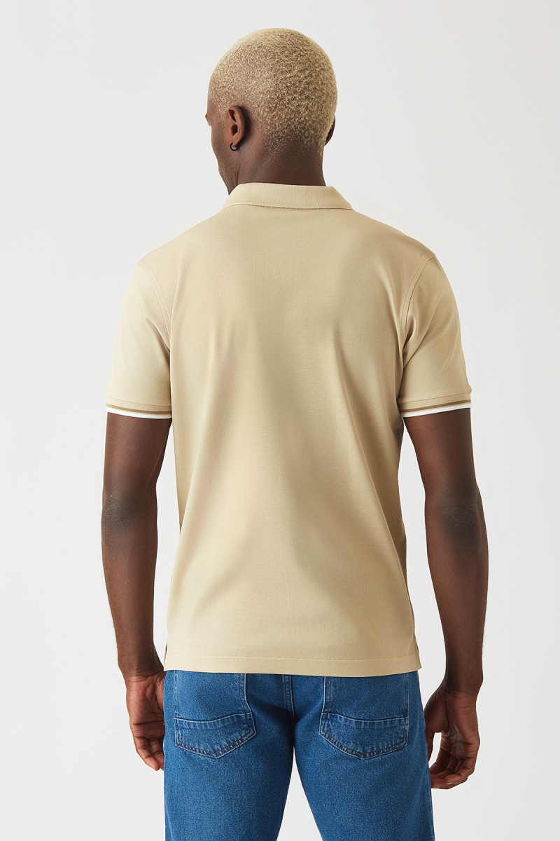Polo Yaka Bej Erkek T-Shirt (1)
