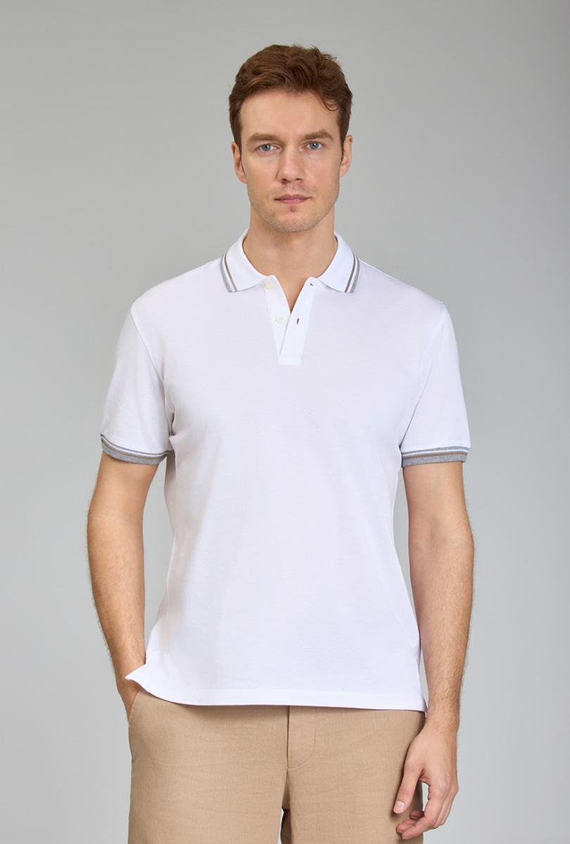 POLO YAKA DÜĞMELİ Beyaz - 1