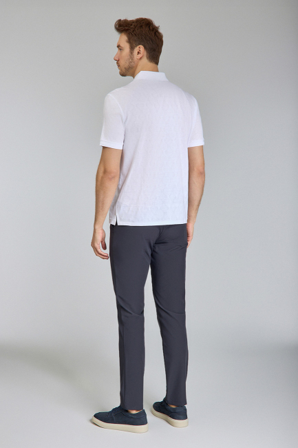 Polo Yaka Düğmeli Beyaz Erkek T-Shirt - 6