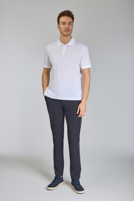 Polo Yaka Düğmeli Beyaz Erkek T-Shirt (1)